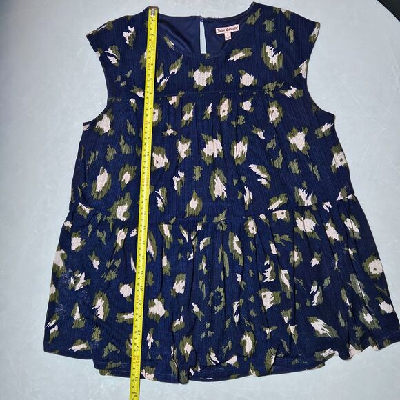 Juicy Couture Layered Babydoll Blue With Pink Flowers Sleeveless Top Size S - Picture 7 of 7